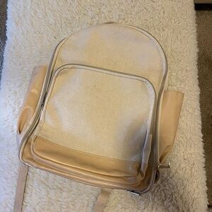 BEIS Cream and Tan Backpack